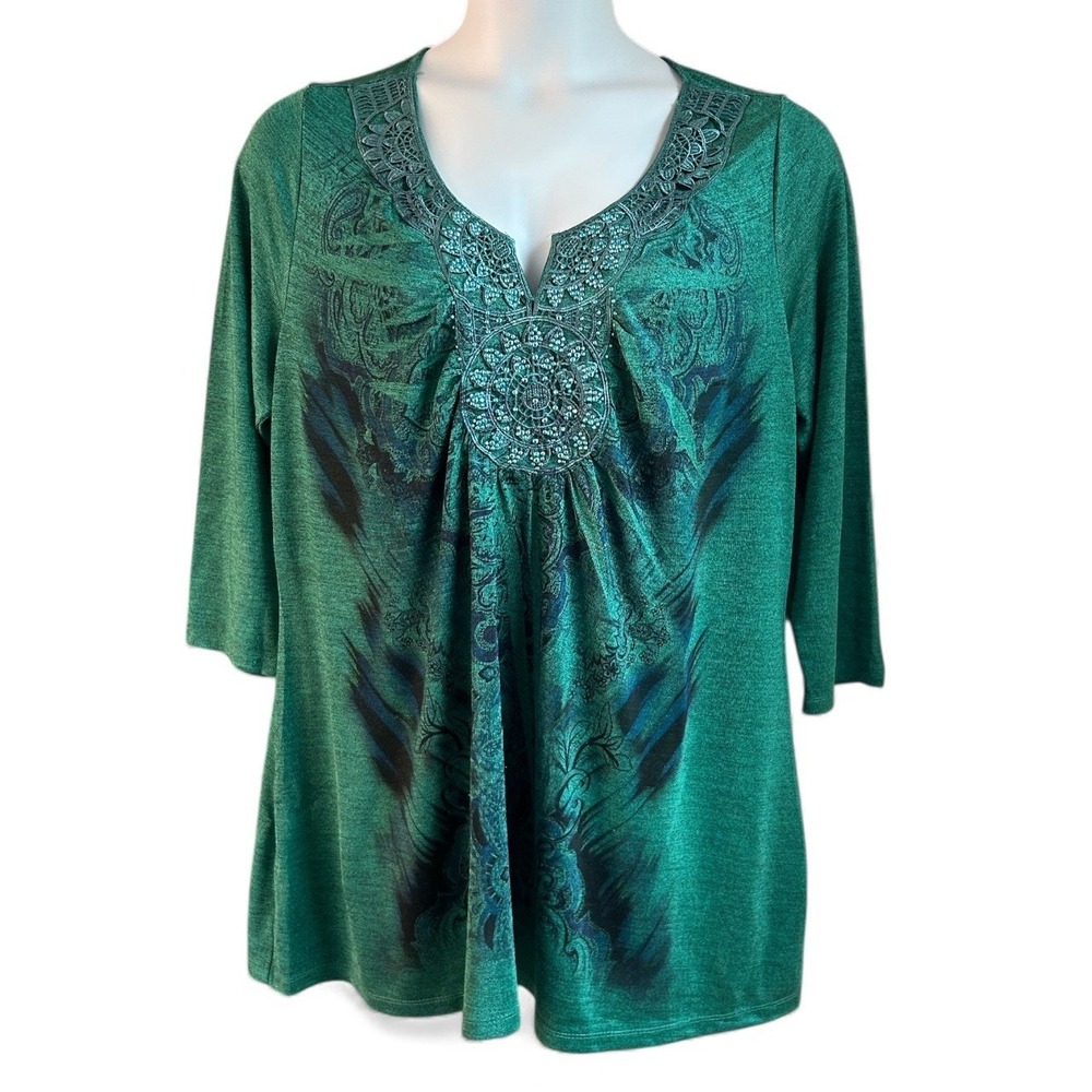 APT 9 Vintage Tunic Top Green‎ 2X